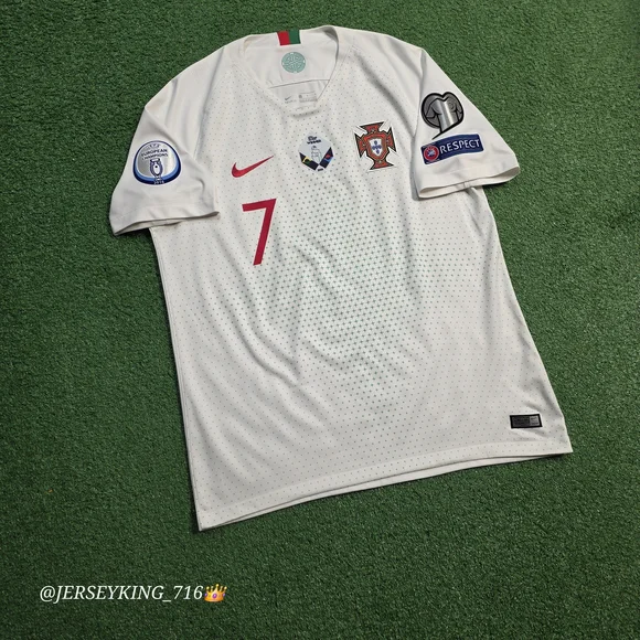 Nike Portugal FPF Cristiano Ronaldo #7 2018/2019 Away White Jersey Euro 2020 Qua